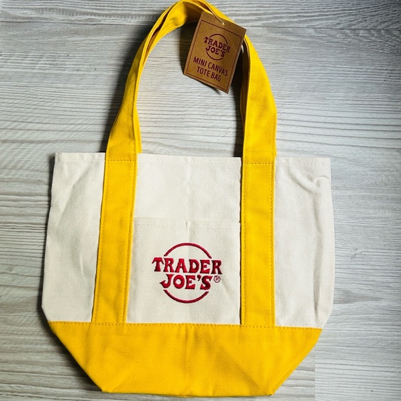 🛍️ Mini Canvas Tote Yellow Trader Joe’s Limited Edition NWT - Picture 2 of 5